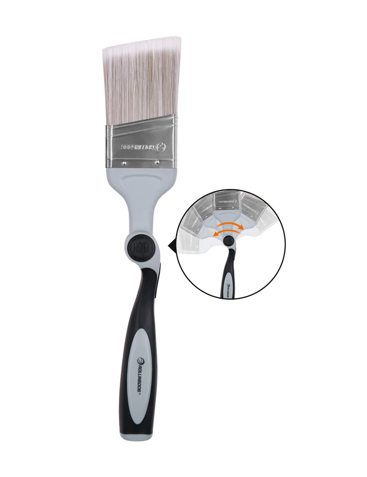 ROLLINGDOG 2.5Inch Paint Edger Brush - Extension Pole Angled Paint Brush for High Walls Ceiling,Stairwell Wall,Triming and Cutting in Painting ROLLINGDOG
