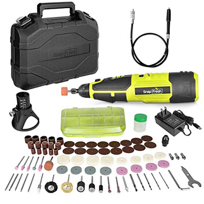 12V Cordless Rotary Tool Kit, 7 speeds, 77 Accessories, 2 attachments, Flex Shaft, Universal keyless chuck,1 hour Quick Charging, for Cutting,