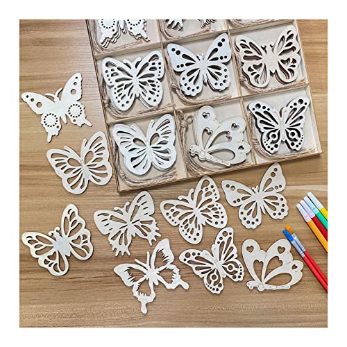 Pack of 45 Unfinished Wooden Butterfly Shaped Cutouts for DIY Crafts 3.5 Inch 5-Count Each Cregugua