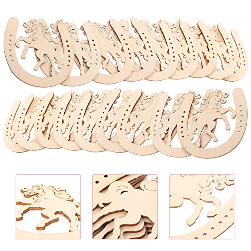 48pcs Wood Discs Slices Horseshoe Shape Unfinished Wooden Cutouts for Christmas Craft DIY Home Decoration EXCEART