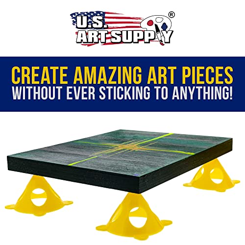 U.S. Art Supply Yellow Cone Canvas and Cabinet Door Risers - Acrylic and Epoxy Pouring Paint Canvas Support Stands (Pack of 20) Great to get Your U.S. Art Supply