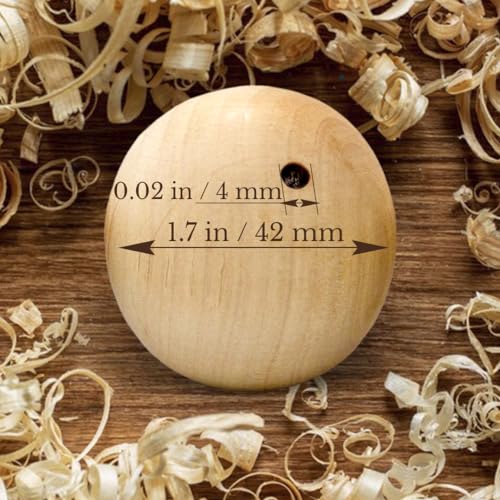 24 Unfinished Wooden Ovals with Holes, 1.7 Inch - Ideal for Wood Crafts, Wooden Beads, Wood Balls AEVVV