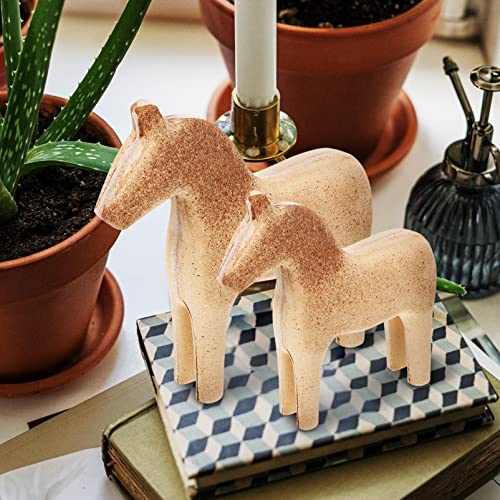 MAGICLULU Unfinished Swedish Wooden Dala Horse Figurine 2pcs DIY Unpainted Horse Sculpture Small Horse Statues Scandinavian Wedding Gifts Home MAGICLULU