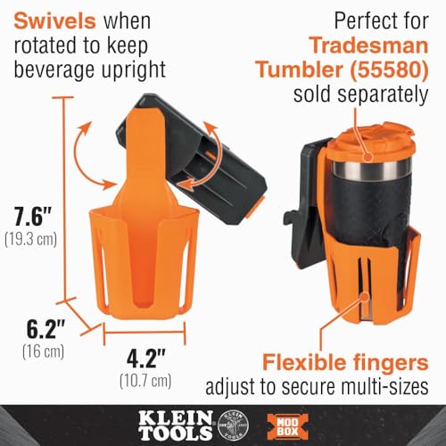 Klein Tools 54817MB MODbox Cup Holder, Modular Tool Storage System Side Mounting Accessory, Easy One-Handed Attachment, Anti-Spill Klein Tools