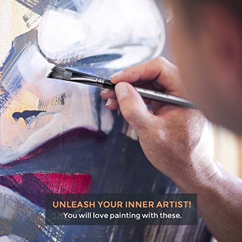 Nicpro 10 PCS Flat Paint Brush Set Art Painting Brushes for Acrylic Watercolor Oil Gouache, Craft Detail Face Body Painting Artist Kit for Kid & Nicpro