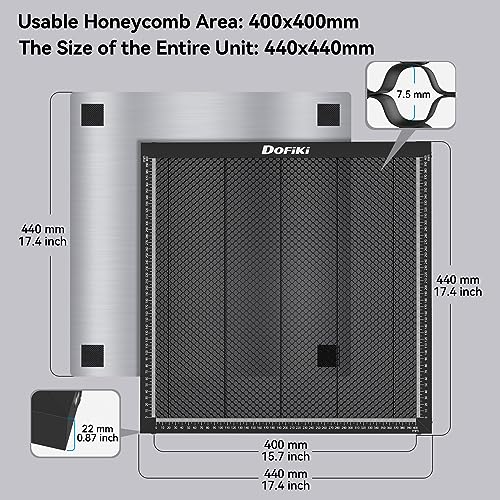 Dofiki Honeycomb Laser Bed 400x400mm Magnetic Steel Honeycomb Working Table for Laser Engraver, Honeycomb Panel with Metal Tray for Laser Cutting Dofiki