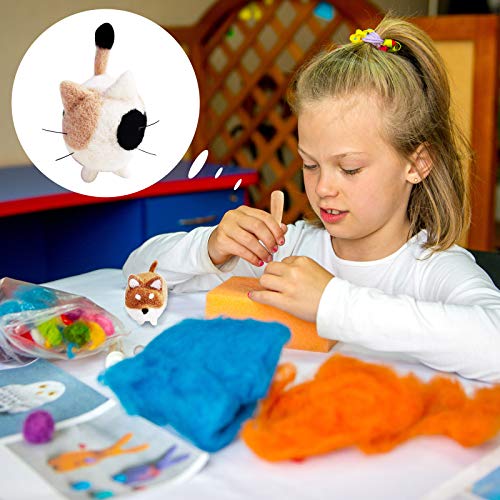 WILLBOND 10 Pieces Needle Felting Kit for Beginner Wool Felting Supplies with Instructions Doll Making Manual Felting Foam Mat for Christmas Craft WILLBOND