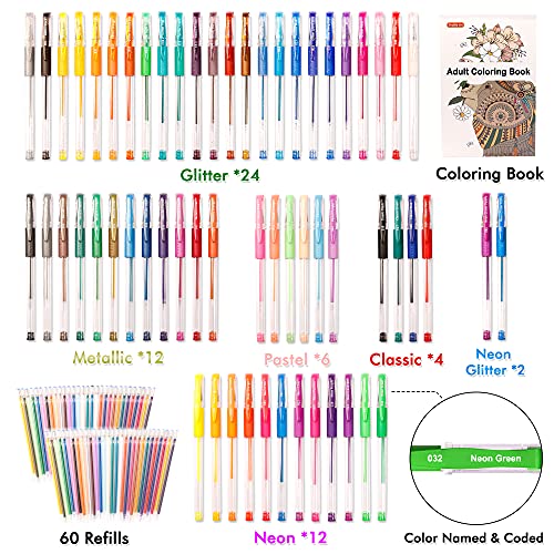 Shuttle Art Gel Pens, 120 Pack Gel Pen Set Packed in a Box, 60 Unique Colors with 60 Refills for Adults Coloring Books Drawing Doodling Crafts Shuttle Art