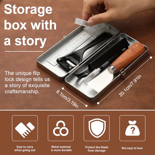 TLKKUE Leather Skiver Carving Knife Metal Sharp Skiving Beveler Tools Safety Beveler Leather Cutting Tool for Bag Wristband Belt Leather DIY Craft TLKKUE