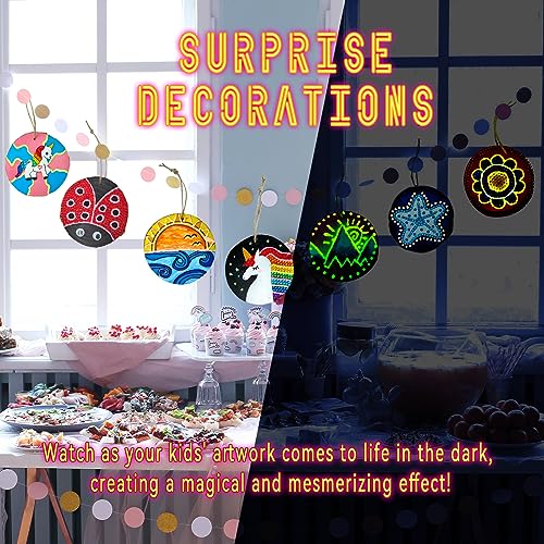 Wakestar Unfinishied Wood Slices for Arts and Crafts,Glow in The Dark Wooden Painting Kit for Kids Girls Age 5-12 Years Old,Creative Crafts Toys for Wakestar