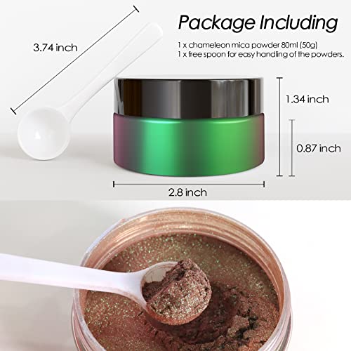 Ceya Chameleon Mica Powder, 1.8oz/ 50g Aurora Borealis Chrome Nail Powder, Cosmetic Grade Pearlescent Effect Color Shift Pigment for Epoxy Resin, ceya
