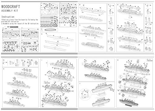Bitopbi Large Size Titanic Model 3D Wooden Puzzles Cruise Ship English Version Collectible Building DIY Assembly Constructor Kit Collection Gift for Bitopbi