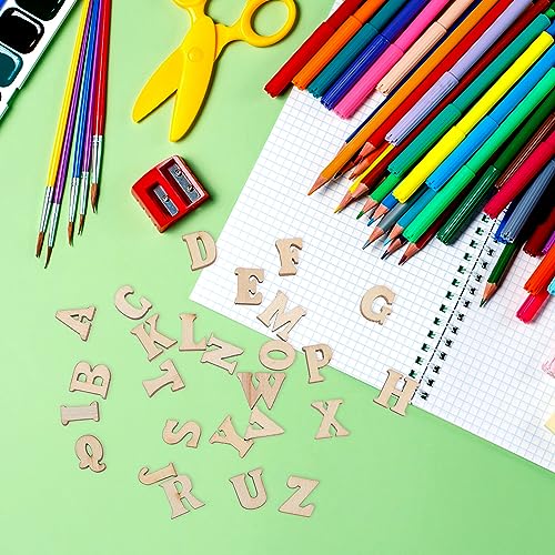 KALLORY 15mm Wood Alphabet Letters, 200pcs Unfinished Mini Blank Wood Symbols A-z Wood Pieces for Wedding Day Decor, Spelling Education, DIY Homemade KALLORY