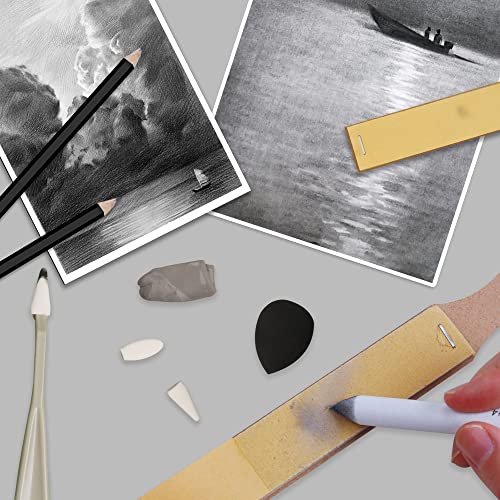 HIFORNY 38 PCS Sketch Drawing Tools - Blending Stumps and Tortillions Set Blending Tools with Art Sketch Wipe Scrapers,Rub Sponge,Kneaded Eraser and HIFORNY