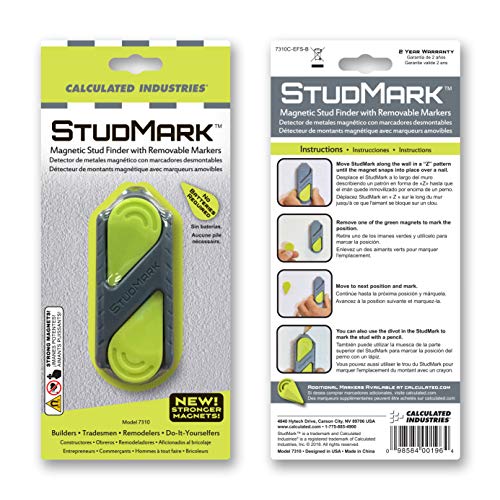 Calculated Industries 7310 StudMark Magnetic Stud Finder with 2 Removable Magnet Markers | Finds & Marks up to 3 Stud Locations | Updated 2020 More Calculated Industries