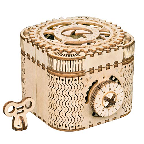 Rowood 3D Puzzles for Adults, Wooden Mechanical Gear Model Kits for Teens Kids Age 14+ - Treasure Box Rowood