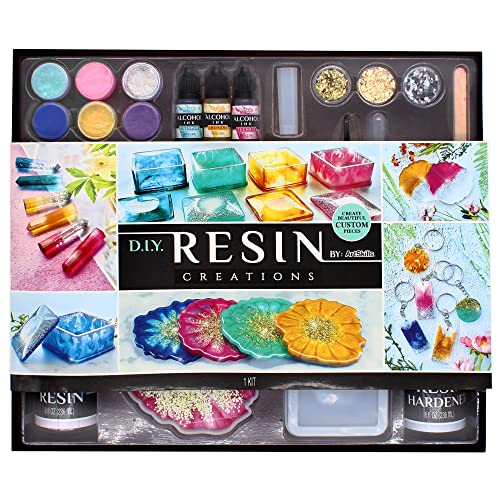 ArtSkills Epoxy Resin Kit for Beginners, Clear Craft Resin Art Kit with Silicone Molds, Alcohol Inks, Glitter, Mica Powder & Accessories, 41 pc ArtSkills