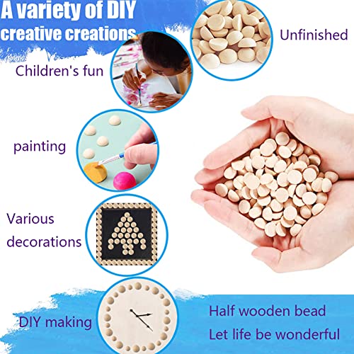 ZQYYQZ 300pcs 15mm Half Wooden Beads, Unfinished Natural Half Wooden Split Round Wood Balls for Painting DIY Crafts, Kids Craft, Christmas Party ZQYYQZ
