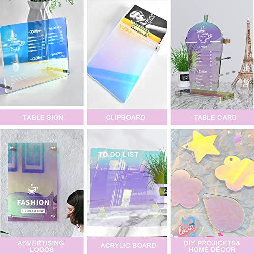4 Pack Colored Acrylic Sheets Iridescent Plexiglass Sheets Almost 1/8 Translucent Plastic Sheet for Crafts,Signs,Pantings DIY Display SANIQUE