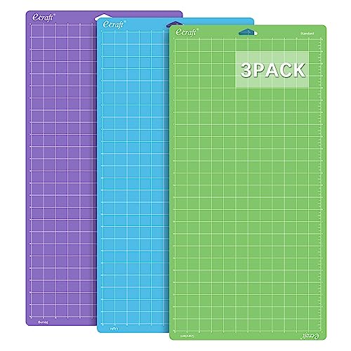Ecraft Cutting Mat for Cricut Explore One/Air/Air 2 Maker(Strong,Standard,Light) 12X24inch (3 pack) Variety Adhesive Quilting Cut Mats Replacement ecraft