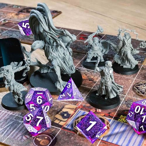 Juome Dice Resin Molds Silicone, DND Dice Silicone Molds for Epoxy Resin Casting with 7 Standard Stereoscopic Dice Cavities, Resin Mold for DIY Dices Juome