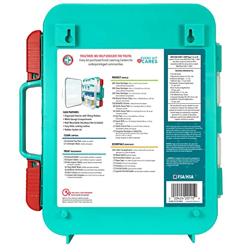 Be Smart Get Prepared First Aid Kit, Teal, 326 Piece, Exceeds OSHA and ANSI Guidelines 100 People - Office, Home, Car, School, Emergency, Survival, Be Smart Get Prepared
