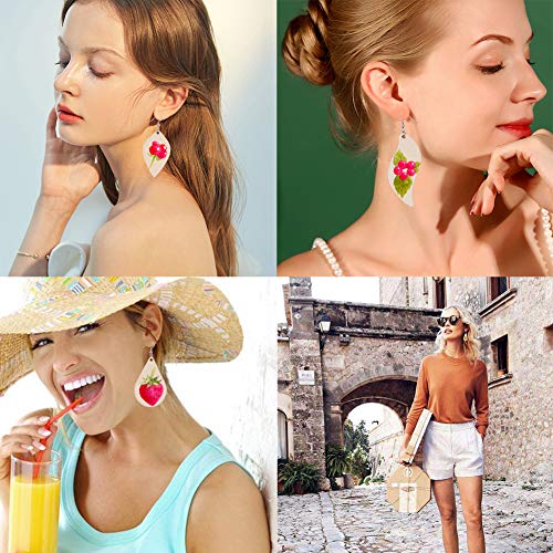 SUNNYCLUE 300Pcs 5 Shapes Unfinished Wooden Earrings Blanks Kit Unfinished Wood Large Charms Pendants Blank with Hole with 100Pcs Earring Hooks SUNNYCLUE