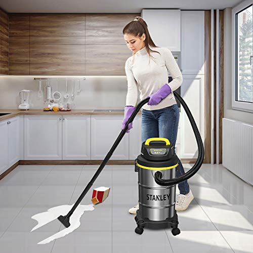 Stanley Wet/Dry Vacuum, 5 Gallon, 4 Horsepower, Stainless Steel Tank - Silver+yellow+black - SL18130 Stanley