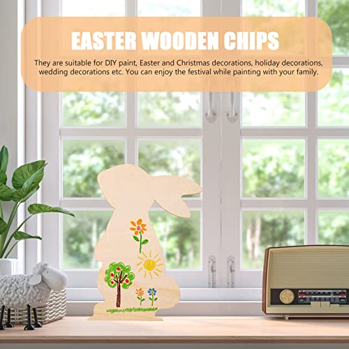 ABOOFAN 10Pcs Large Easter Bunny Wood Cutouts Unfinished Wooden Bunny Slices Blank Wood Rabbit Ornament for Painting Spring Decor Easter Party DIY ABOOFAN