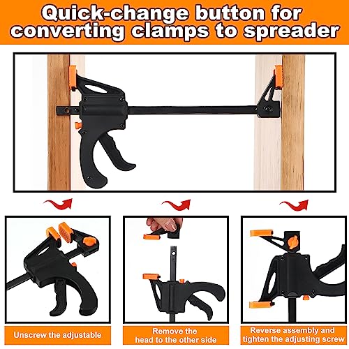 Lasnten 18 Pcs 4 Inch Bar Clamps for Woodworking Grip Craft Mini Clamps One Handed Wood Clamps Trigger Clamp Ratchet Clamp Wood Working Tools for Lasnten