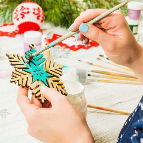 Sggvecsy Unfinished Wooden Snowflakes Ornaments, 36Pcs Christmas Tree Hanging Decoration Wood Cutouts DIY Craft Snowflake Shaped Embellishments Xmas Sggvecsy