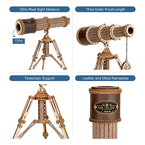 ROKR 3D Wooden Puzzles Monocular Telescope Model Building DIY Science Kit Birthday Gift for Adults and Teens Cool Display Item ROKR