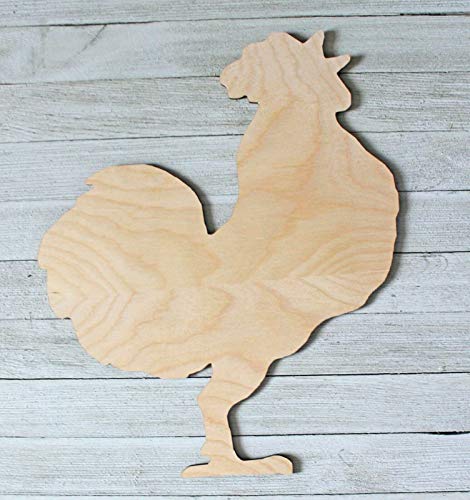 12" Rooster Chicken Unfinished Wood Cutout Cut Out Shapes Painting Crafts AG-Dwood