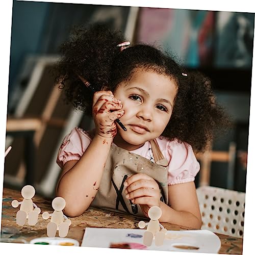 4pcs Unfinished Dolls Pegs Plain Peg Dolls Doll Pegs Peg Doll for Crafts Unfinished Peg People DIY Peg Dolls Puzzle Toys Puppets for Shelf Decor Wood Ciieeo