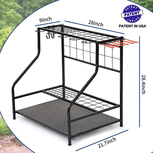 Garden Tool Organizer for Garage, Garden Tool Rack, Up to 58 Long Handled Tools, Yard Tool Holder for Garage, Shed, Outdoor, Tool Stand, Black Kingarage