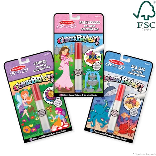 Melissa & Doug On the Go ColorBlast! Activity Books Set - Fairy, Princess, and Sea Life Melissa & Doug