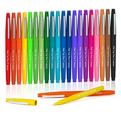 Lelix 20 Colors Felt Tip Pens, Medium Point Assorted Colors Markers Pens For Journaling, Writing, Note Taking, Planner Coloring, Perfect for Art