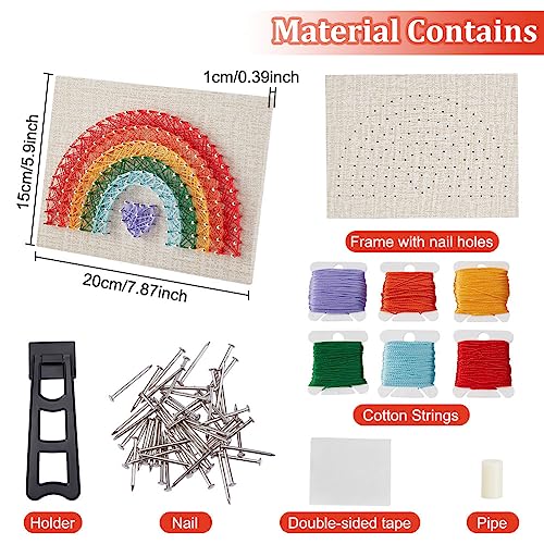 INFUNLY DIY Rainbow String Art Kit 3D String Art Kit Make Your Own String Art Crafts Kit for Adults DIY String Art Kit for Women Students Interesting INFUNLY