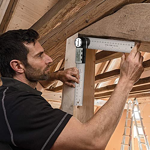 Digital Angle Finder Protractor, DEGLASERS Digital Protractor 7inch/200mm Stainless Steel Angle Measuring Tool with LCD Display for DegLasers