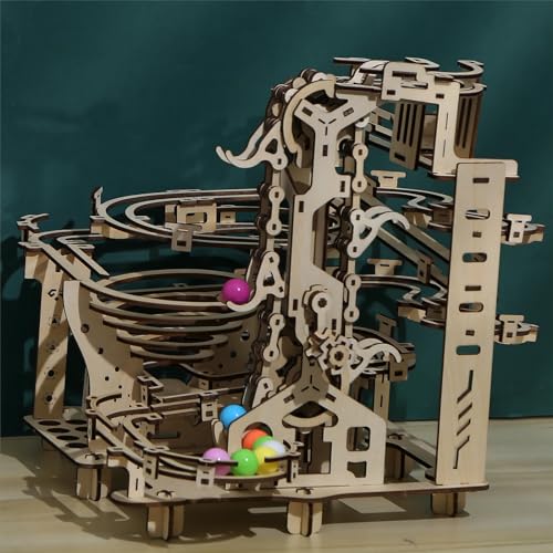 bennama 3D Wooden Puzzles Marble Run Set - Time Traveler Mechanical Model Kits with Motor, Brainteaser and Puzzle for Christmas/Birthday,Gifts for bennama