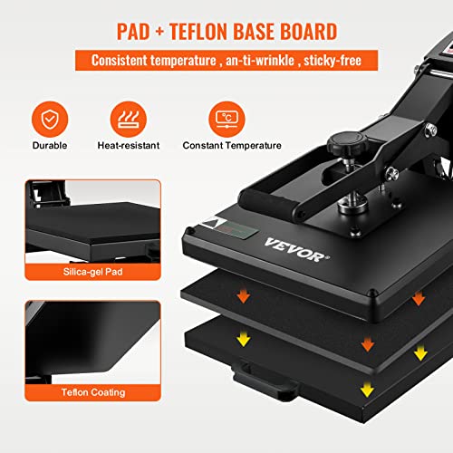 VEVOR Heat Press, 15x15 Power Heat Press Machine, Fast Heating, High Pressure Heat Press Machine for T-Shirt, Digital Industrial Sublimation Printer VEVOR