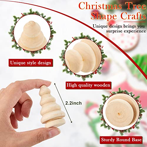 20 Pieces Unfinished Wooden Christmas Trees Mini Wooden Christmas Trees Wooden Trees for Crafts Mini Wooden Trees for DIY Arts Crafts Children Kid Blulu