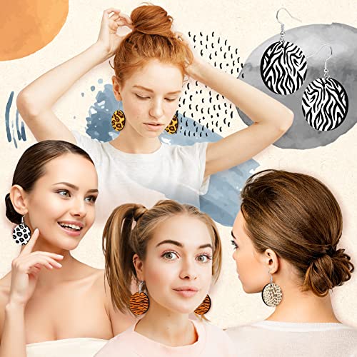 Whaline 30Pcs Sublimation Blank Earrings Round MDF Board White Earrings Heat Transfer Earrings Unfinished Wood Earring for Jewelry DIY Making Crafts Whaline