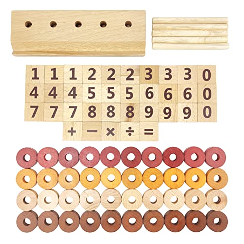 Xylolin Montessori Toys for Toddlers, Wooden Math Number Blocks Counting and Manipulative Toys, Basic Math Game Preschool Learning Educational Xylolin