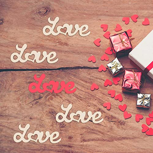 20pcs Love Wood DIY Crafts Cutouts Wooden Love Heart Shaped Slices Embellishments Gift Ornaments for Wedding Birthday Party Home Decorations Creaides
