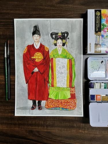 Mungyo Professional Half Pan Size Water Colors Set in Tin Case/Integral Mixing Palette in The lid (48 Colors) MUNGYO