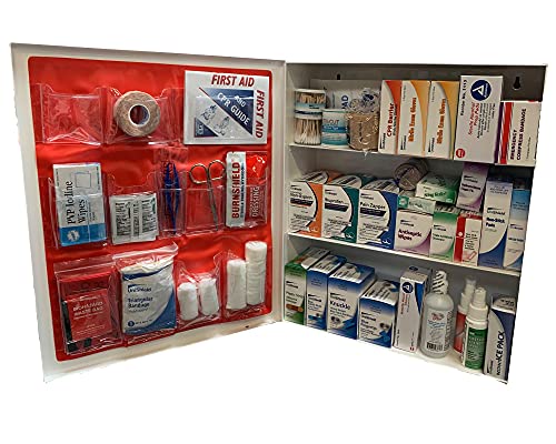 UniShield 3-Shelf Metal 1st Aid Cabinet Class A, Large Capacity First Aid Wall Mount Medicine Cabinet, Secure Metal Med Box with Easy Access, Exceeds UniShield