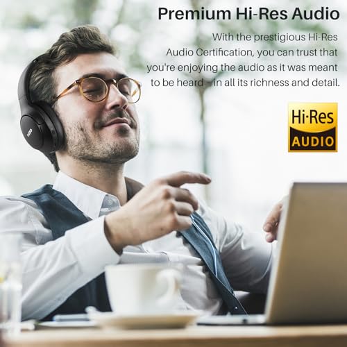 TOZO HT2 Hybrid Active Noise Cancelling Headphones, Wireless Over Ear Bluetooth Headphones, 60H Playtime, Hi-Res Audio Custom EQ via App Deep Bass TOZO