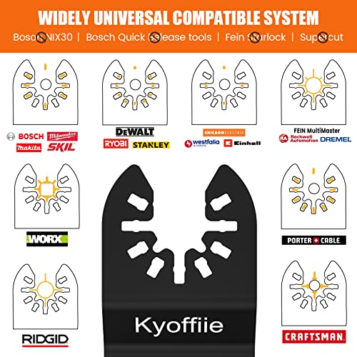 Kyoffiie 100Pcs Oscillating Saw Blades, 1-3/4" Quick Release Multi Tool Blades Kits Universal Oscillating Tool Blades Wood Plastic Multitool Blades Kyoffiie
