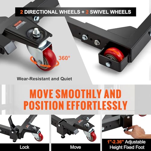 Adjustable Universal Mobile Base 1500 LBS Load-Bearing Capacity Heavy-Duty Mobile Base Rolling Mobile Base with Locking Levers, Used for Mobilizing VEVOR